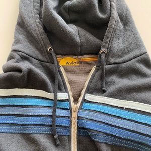 AVIATOR NATION 5 STRIPE HOODIE - CHARCOAL // BLUE